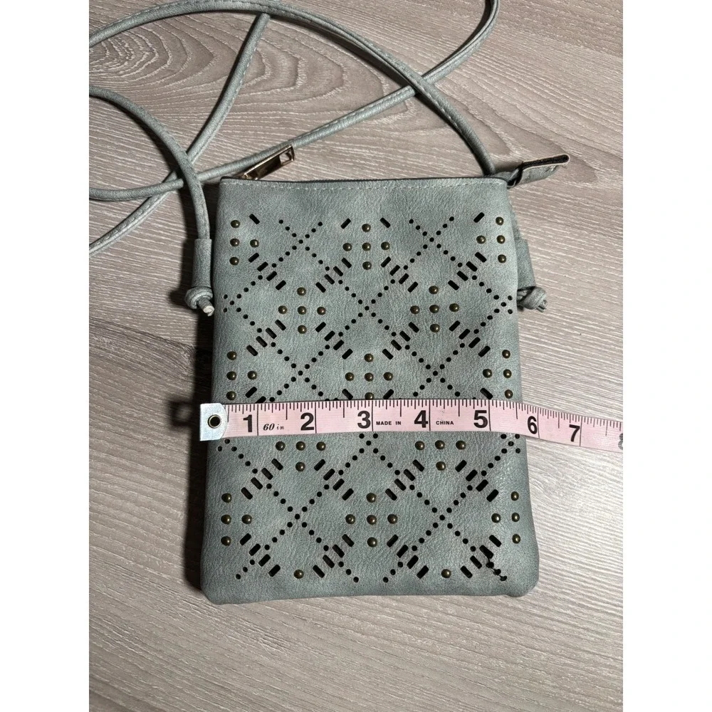 Hey Beautiful Sage Green Laser Cut Studded Crossbody Phone Bag Small Purse Rodeo
